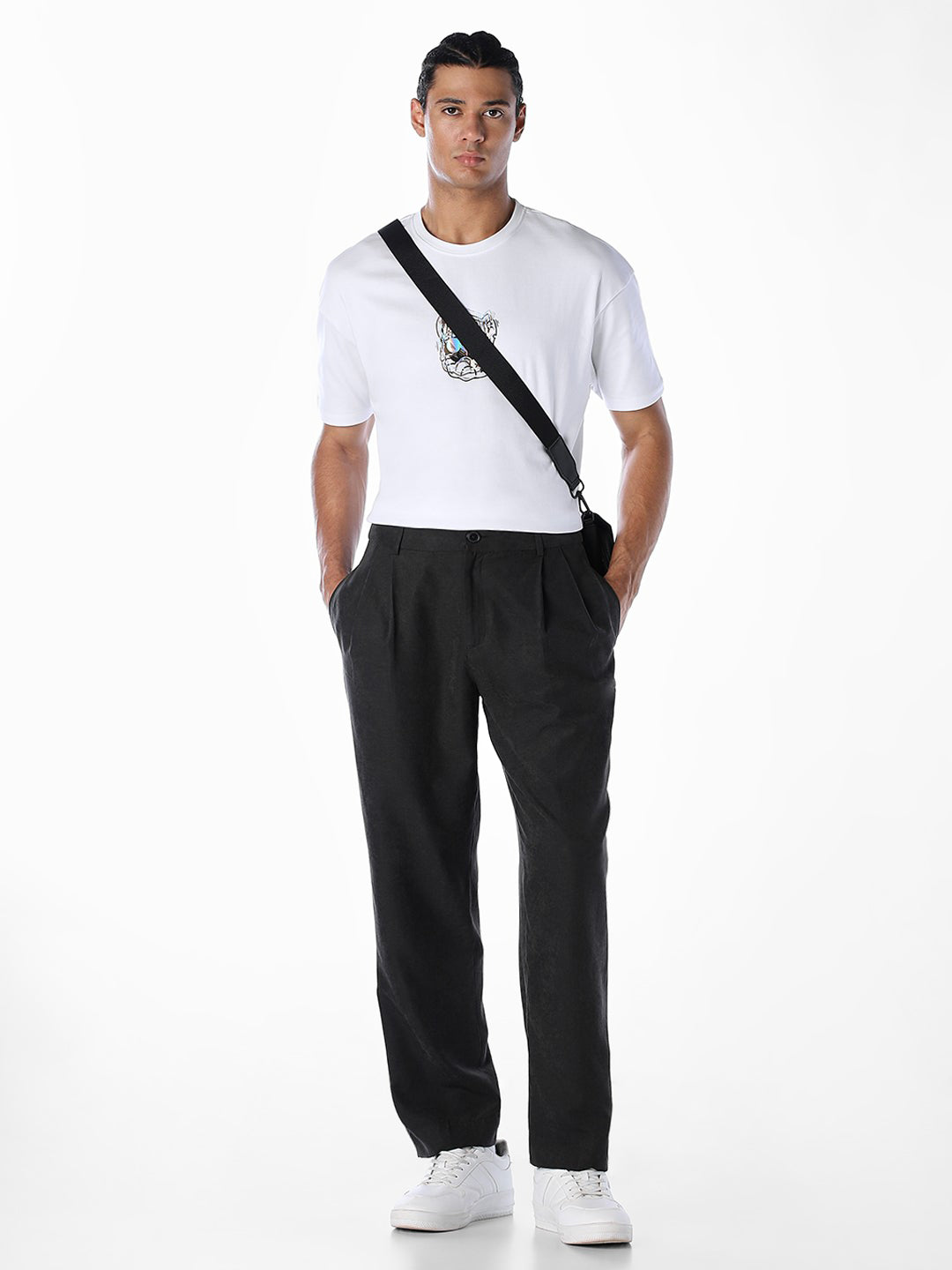 White Stylised Print Oversized T-shirt