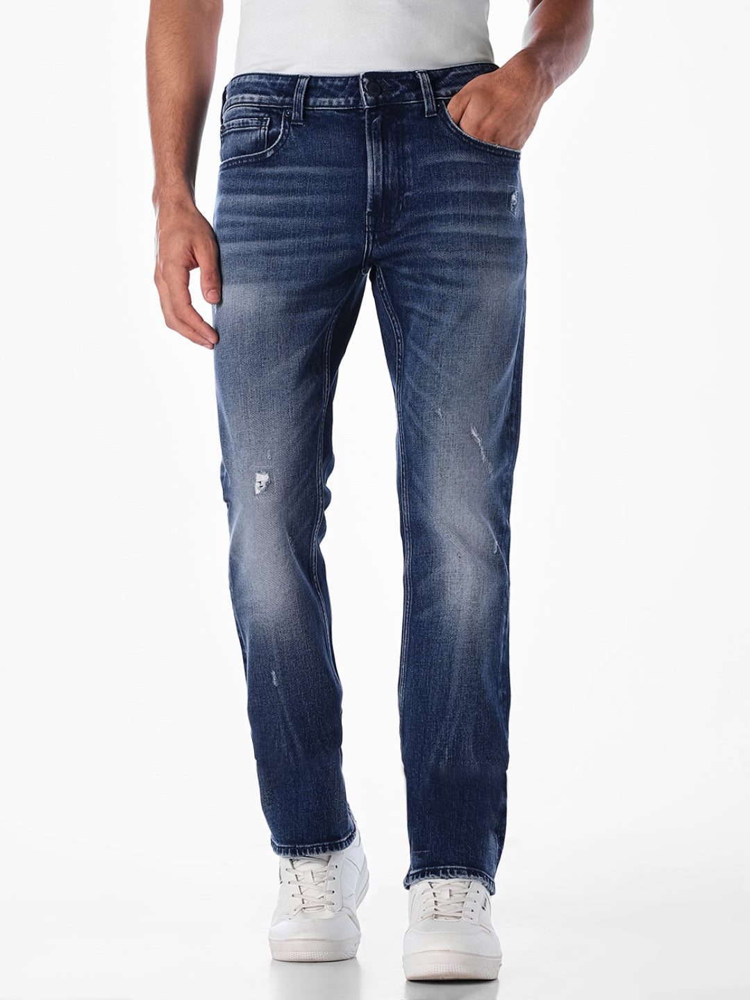 Washed Mildly Distressed Regular Fit Jeans - 29/30