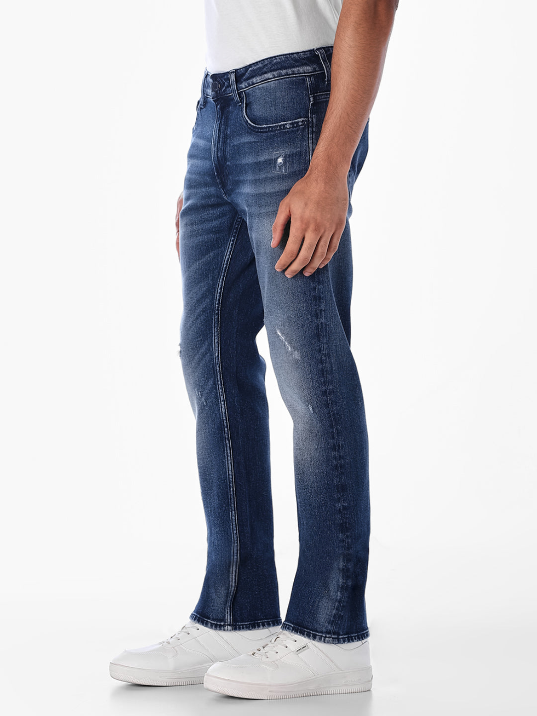 Washed Mildly Distressed Regular Fit Jeans