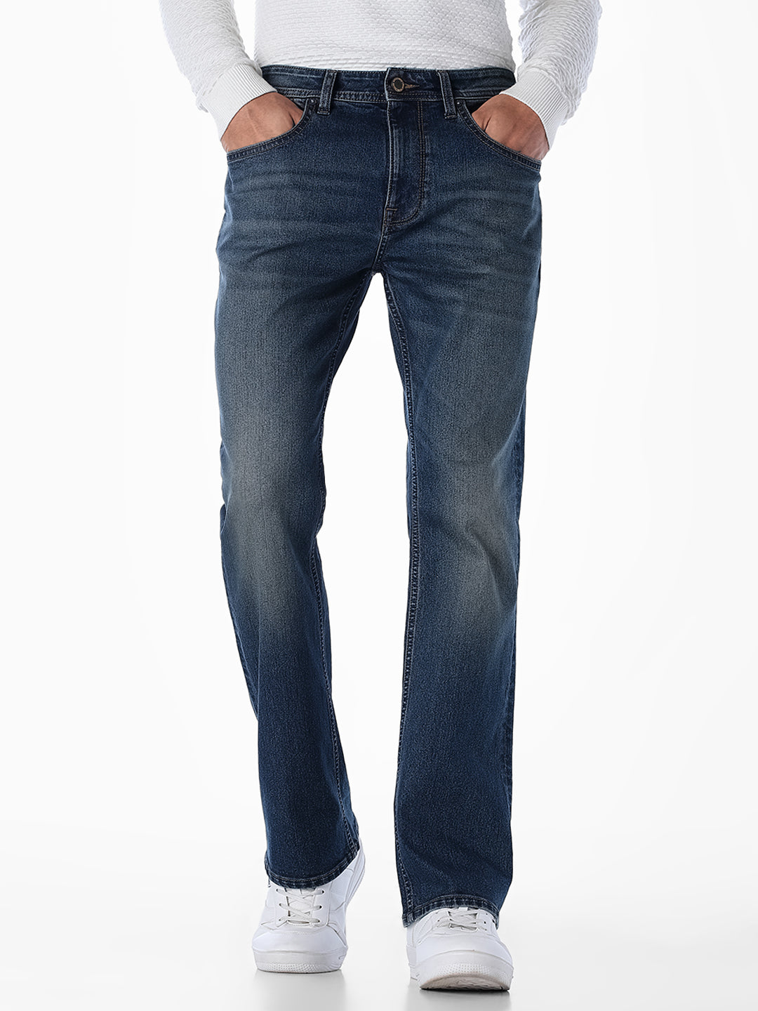 Dark Blue 5 Pocket Bootcut Jeans