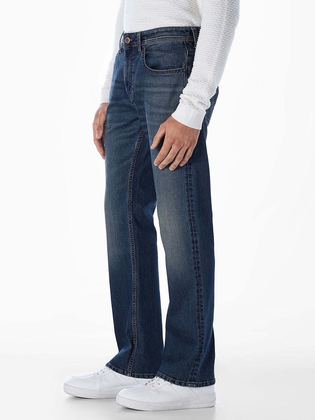 Dark Blue 5 Pocket Bootcut Jeans