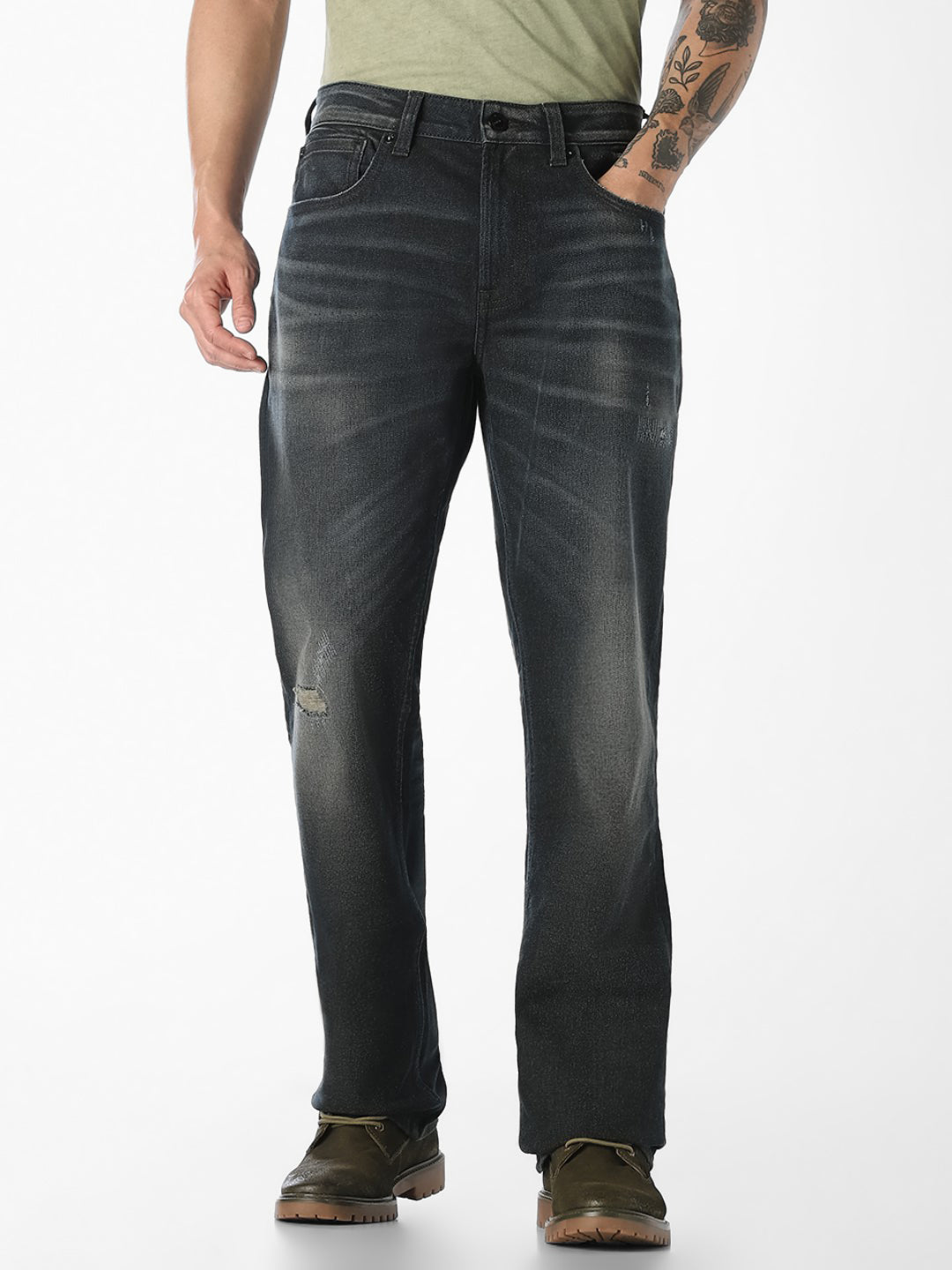 Olive Green 5 Pocket Cliff Bootcut Jeans - 28/30