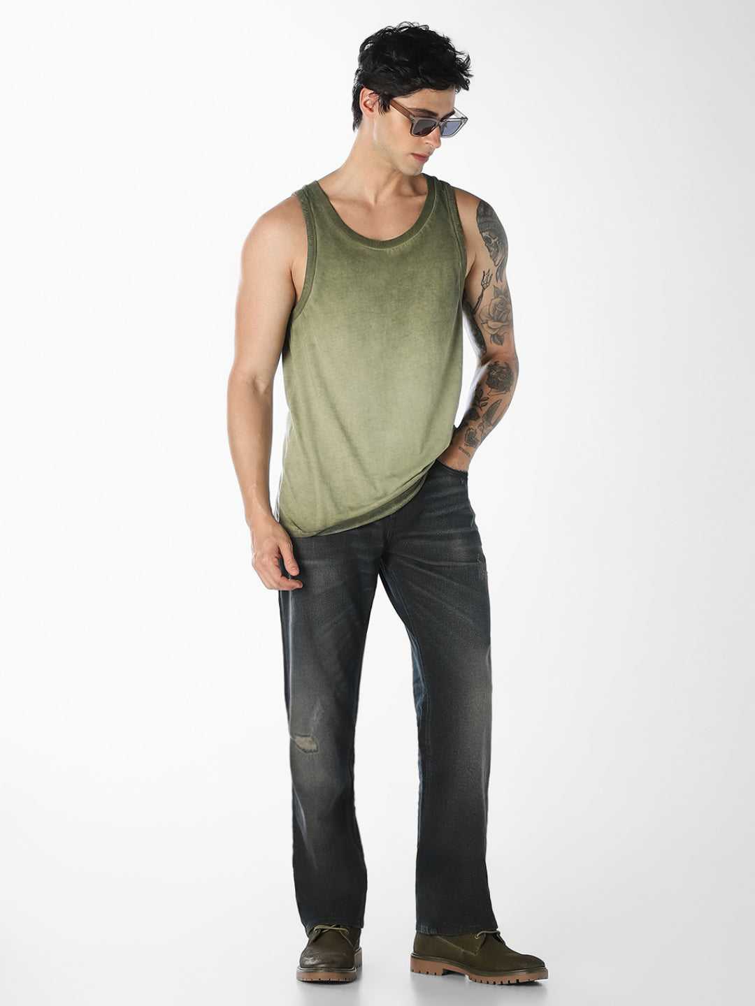 Olive Green 5 Pocket Cliff Bootcut Jeans