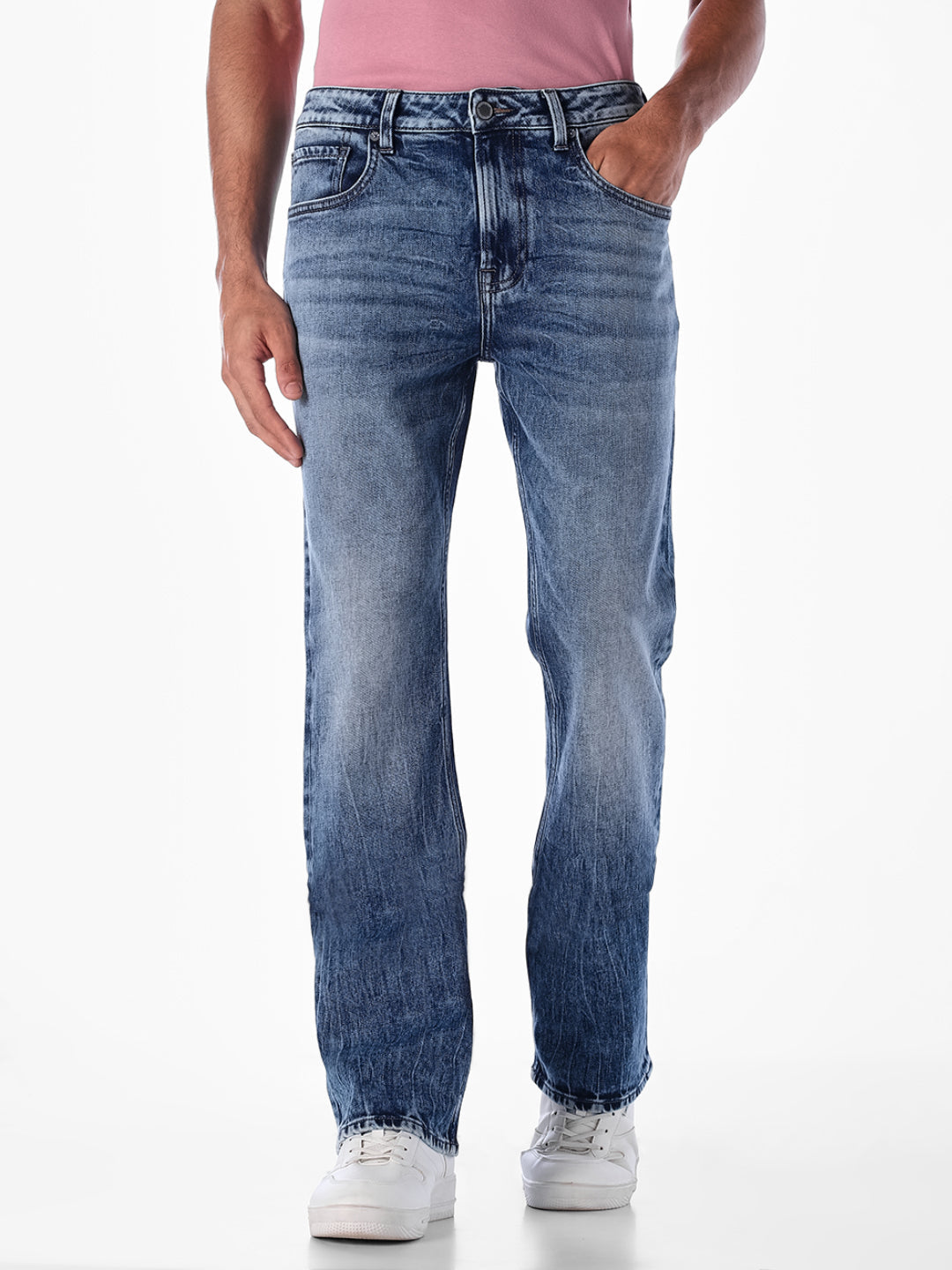 Heavily Washed Cliff Bootcut Jeans - 28/30