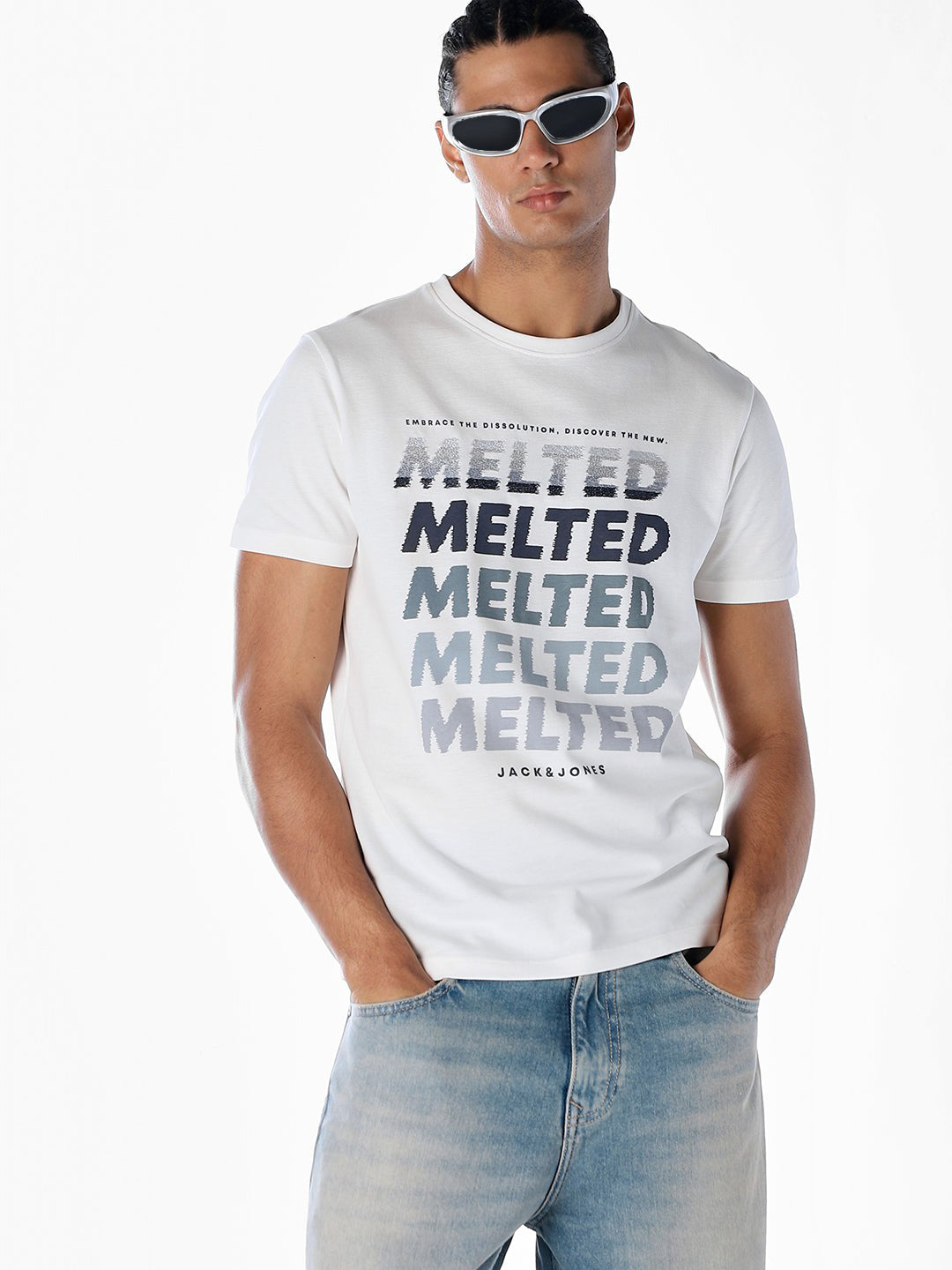 Typographic Print Cotton T-shirt - S