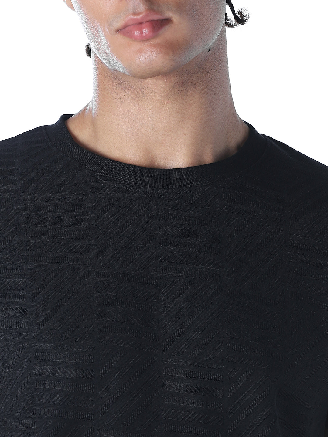 Jacquard Cotton Crew Neck T-shirt