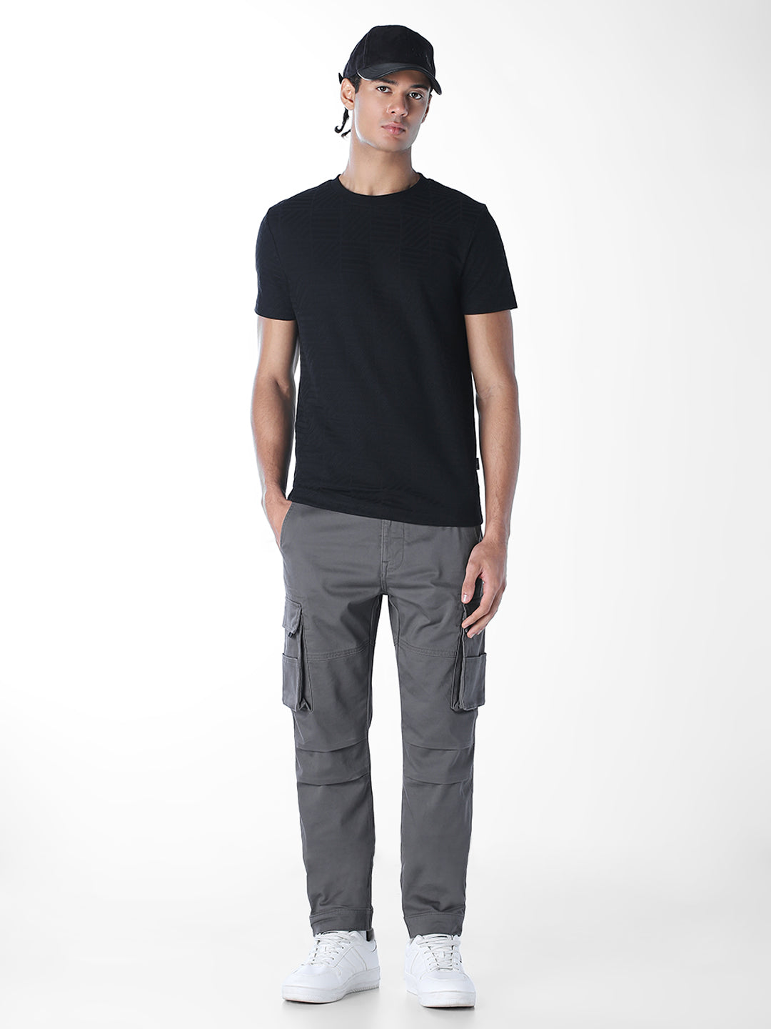 Jacquard Cotton Crew Neck T-shirt