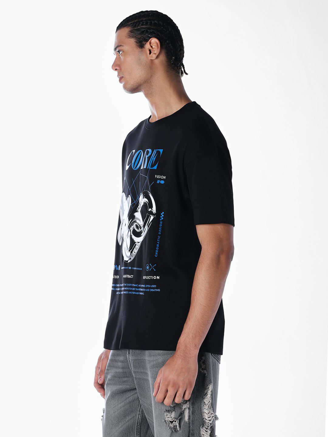 Printed Oversized Black T-shirt