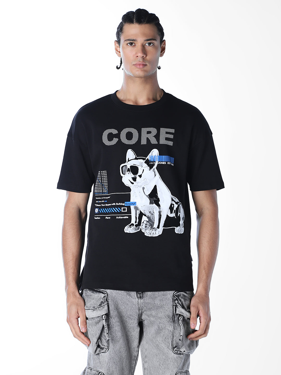 Black Printed Boxy Fit T-shirt