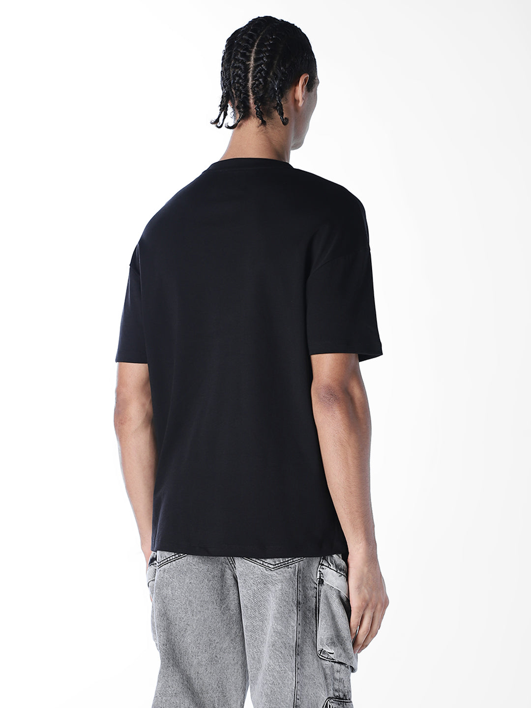 Black Printed Boxy Fit T-shirt