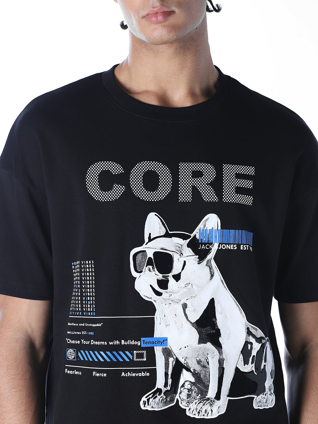 Black Printed Boxy Fit T-shirt