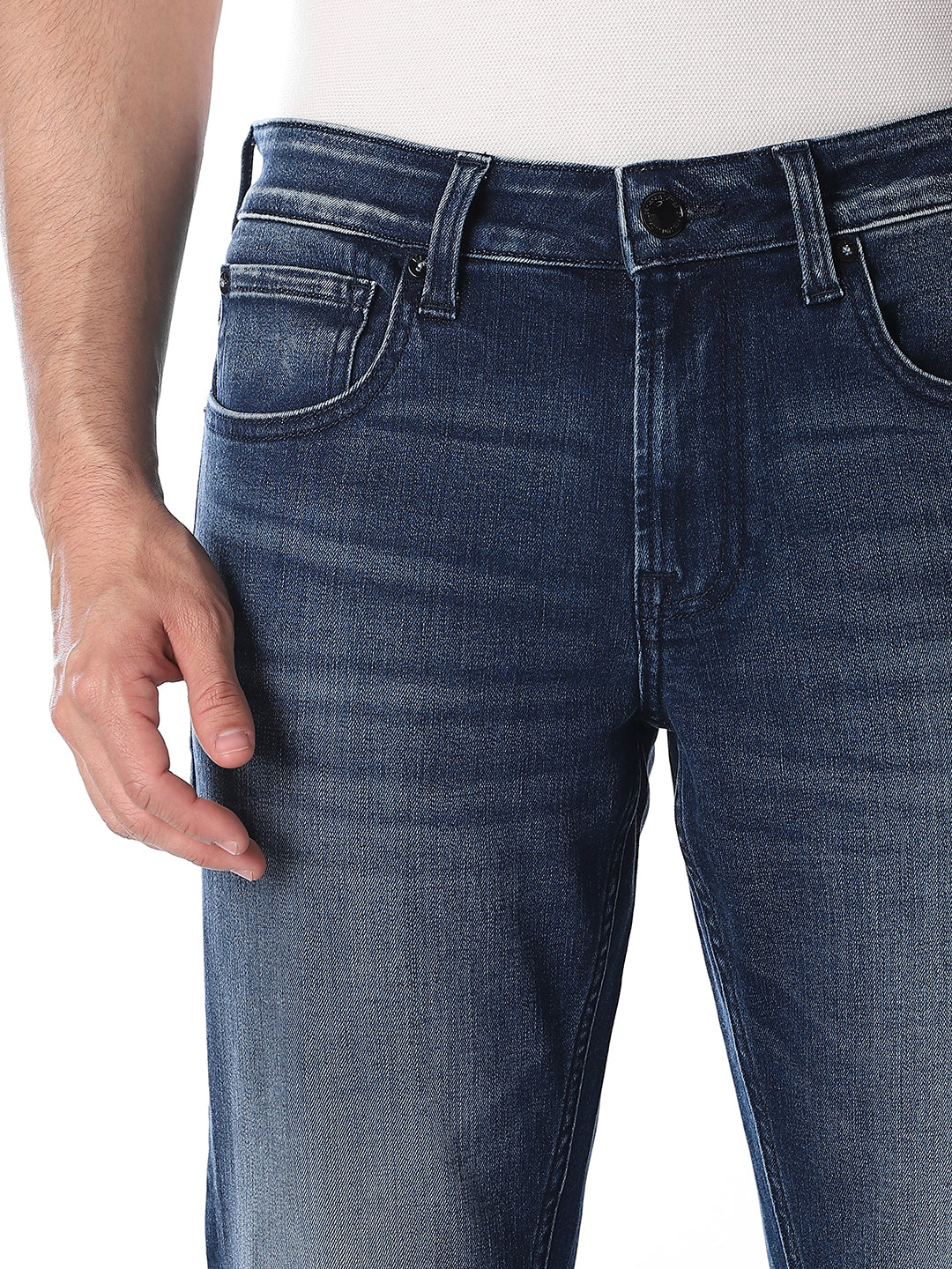 Dark Blue Washed Glenn Slim Fit Jeans