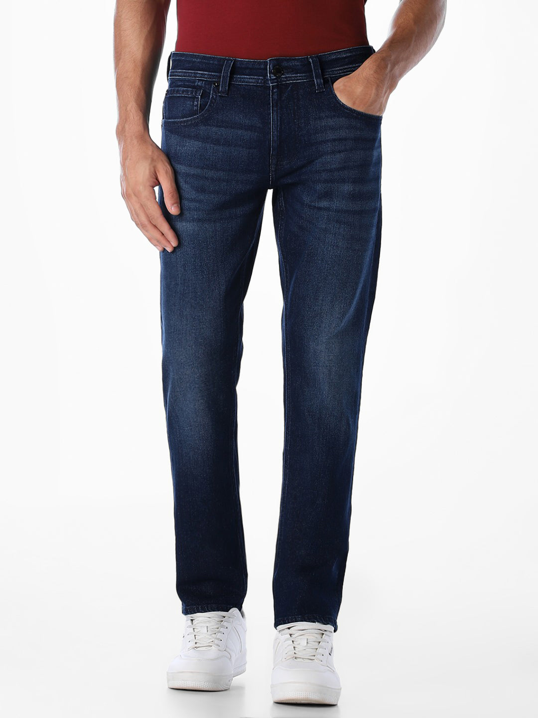 Dark Blue Mildly Washed Slim Fit Jeans
