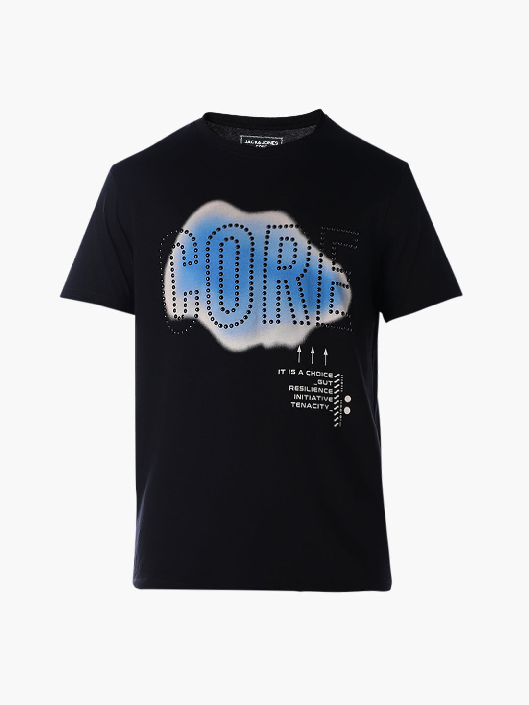 Black Stylised Print Cotton T-shirt