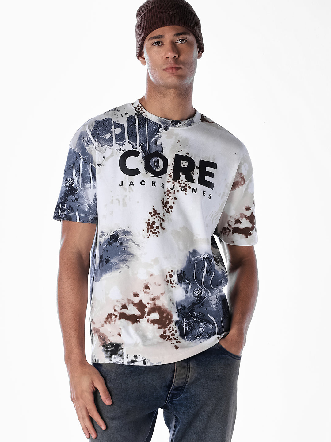 Printed Cotton Oversized T-shirt - L