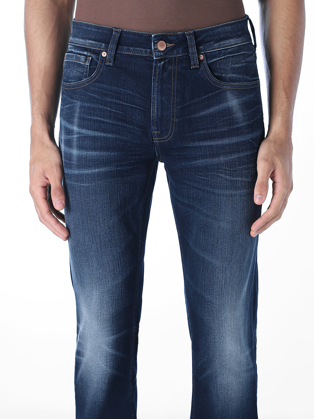 Dark Blue Washed Cropped Anti Fit Jeans