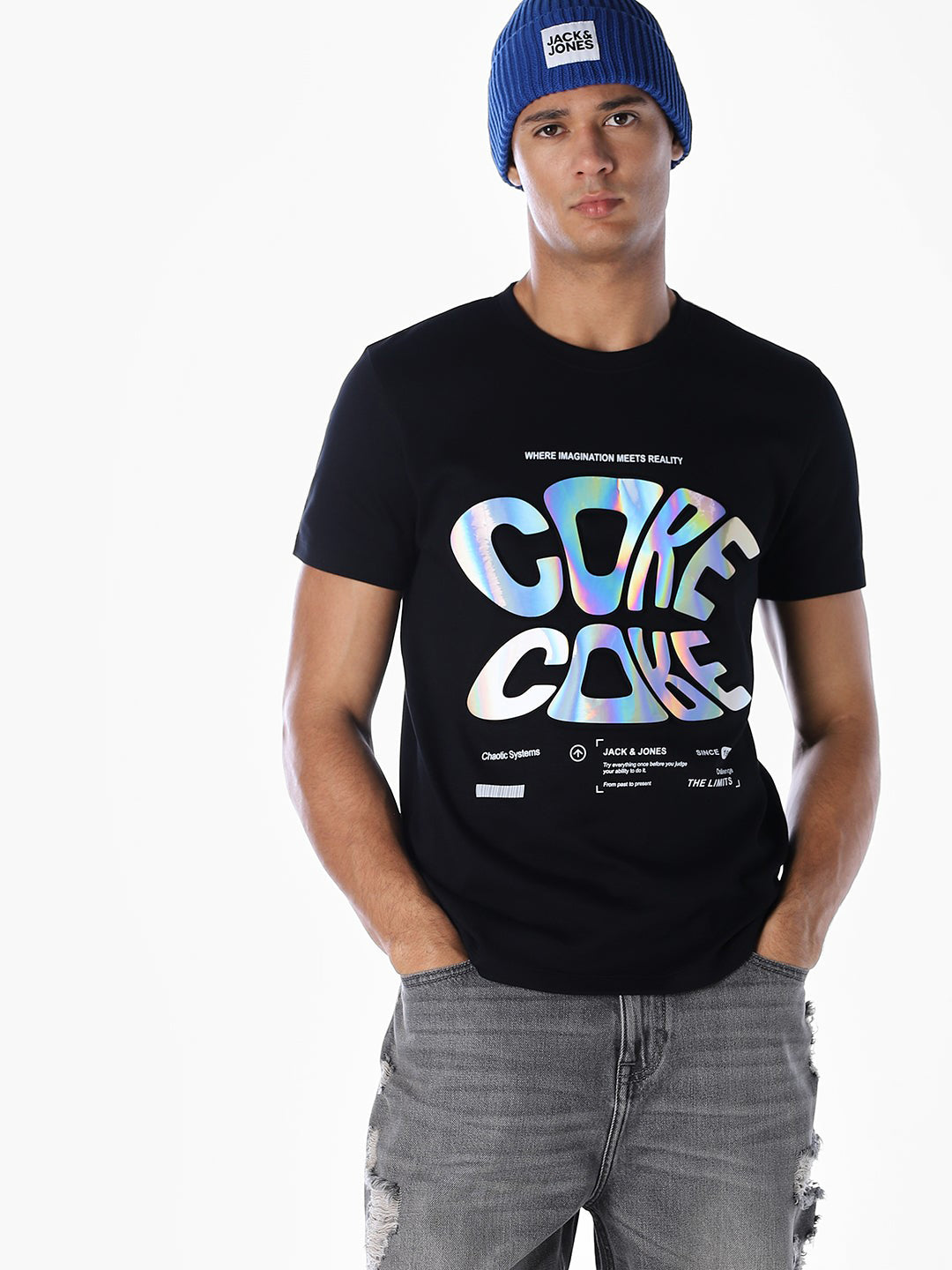 Black Typographic Print T-shirt