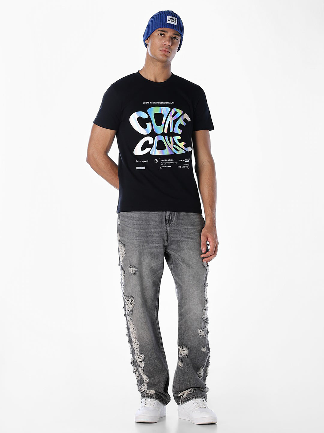 Black Typographic Print T-shirt