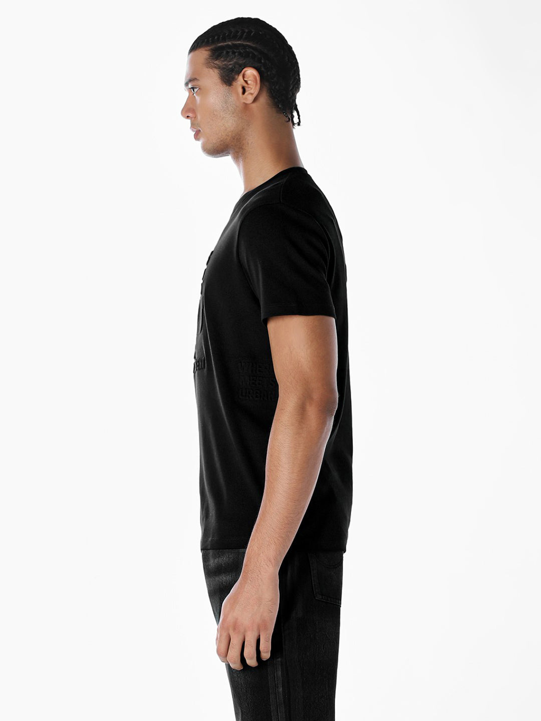 Black Tonal Embossed Logo Cotton T-shirt