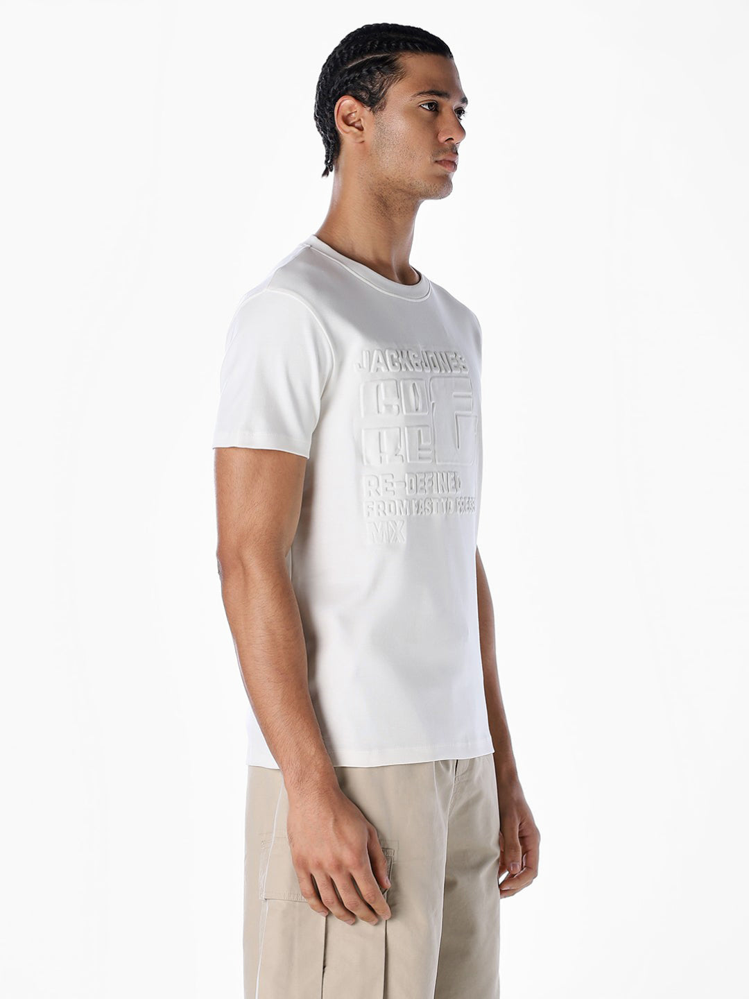 Off-White Tonal Embossed Logo Cotton T-shirt