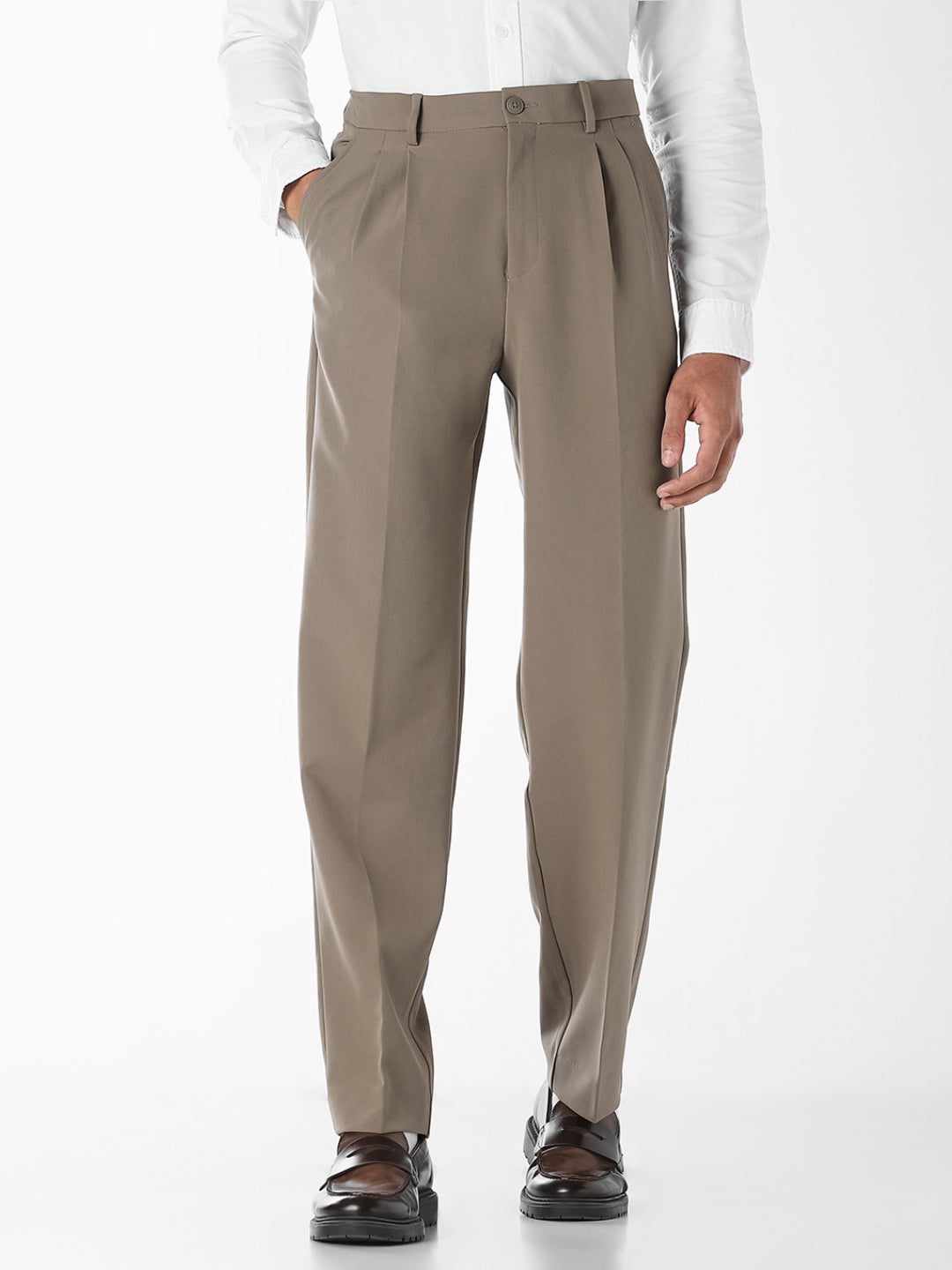 Dark Beige 4 Pocket Loose Fit Pants