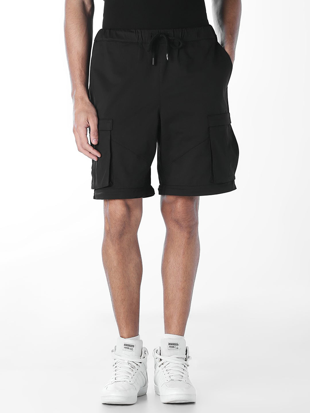 Black Detachable Regular Fit Cargos - S
