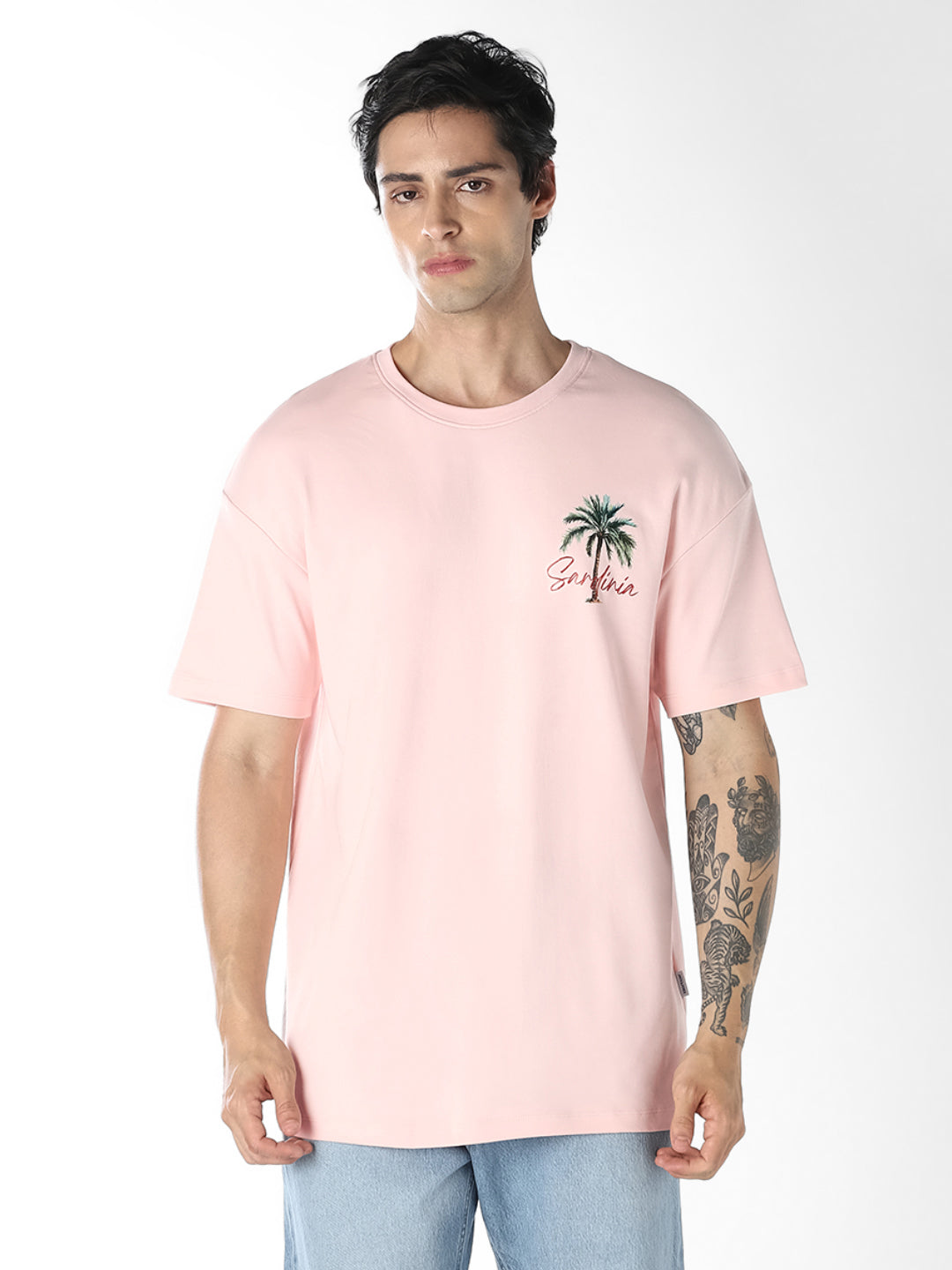 Pink Printed Boxy Fit T-shirt