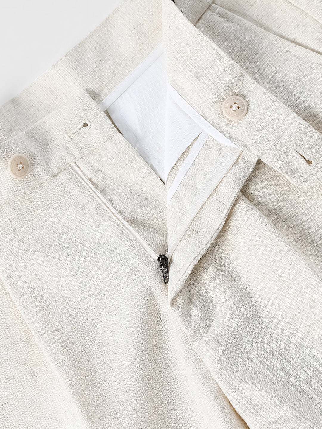 Beige Textured Regular Fit Pants