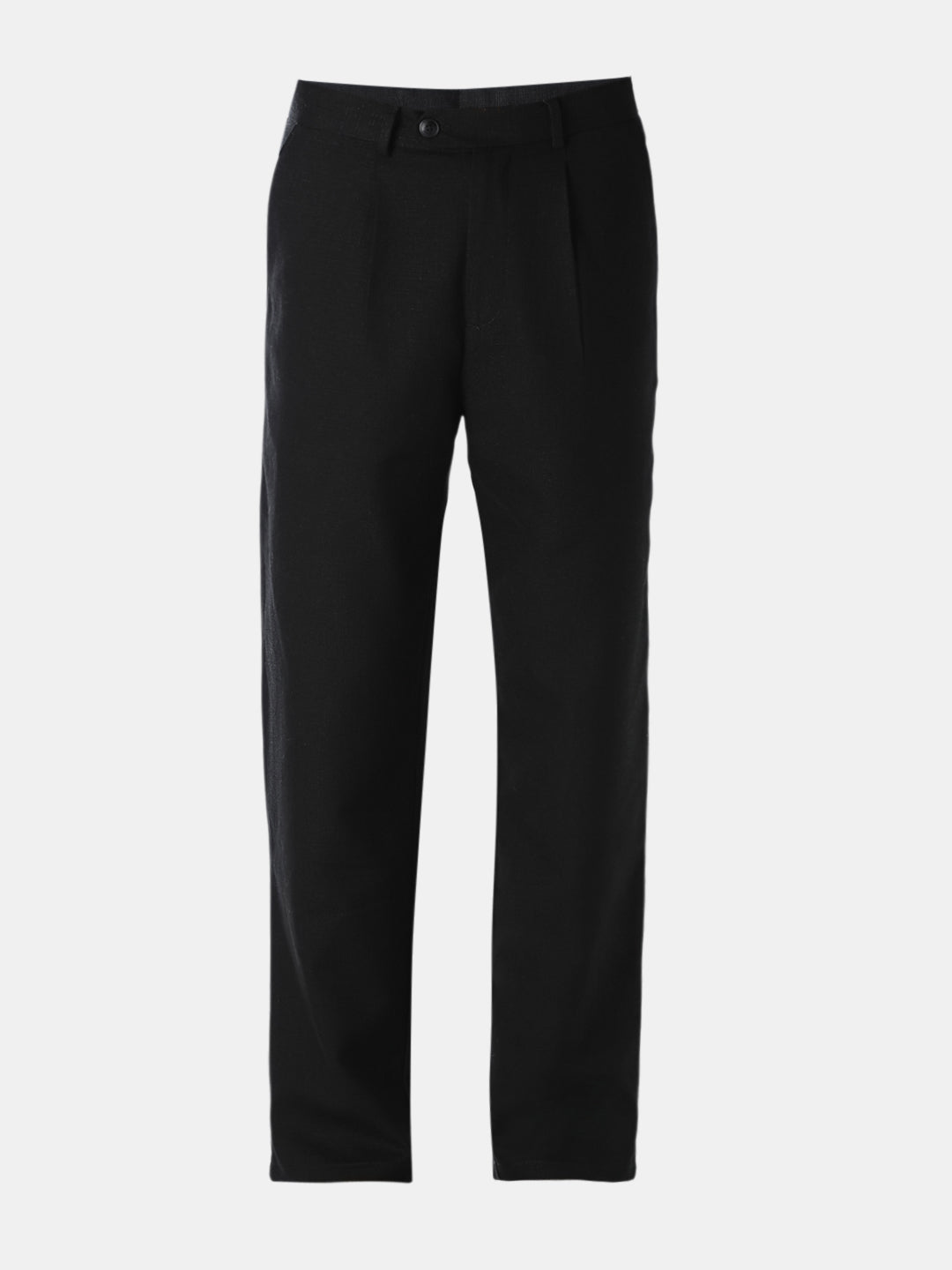 Black Textured Regular Fit Pants