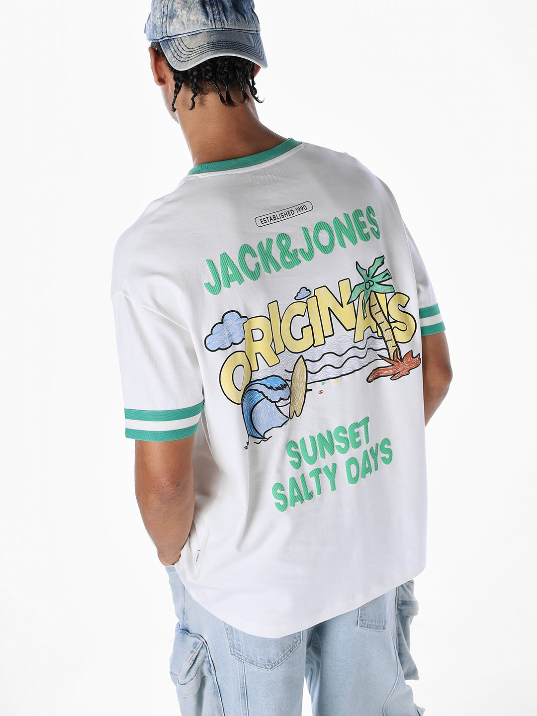 Contrast Tipping Oversized T-shirt - M