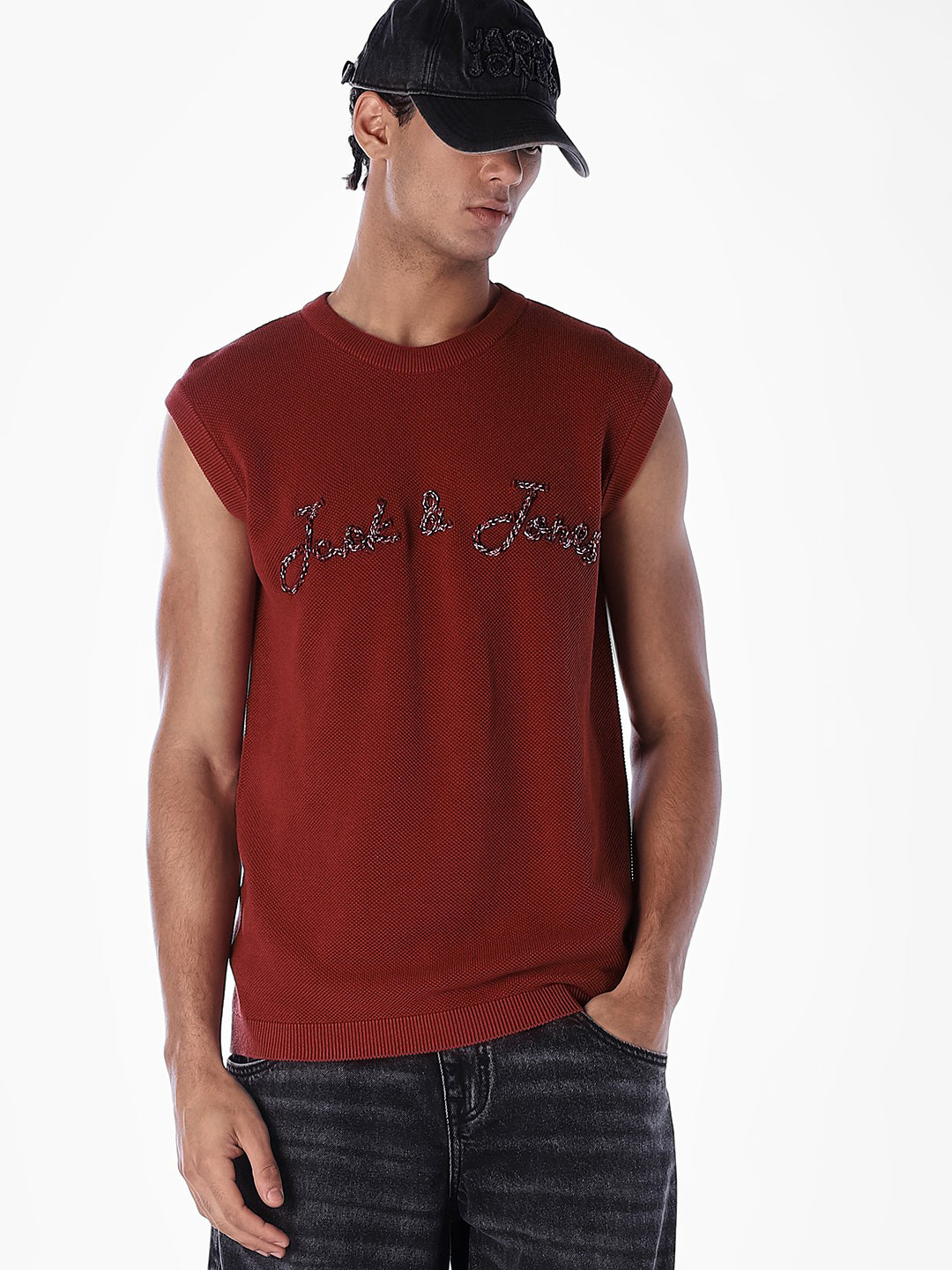 Applique Patchwork Sleeveless T-shirt - M