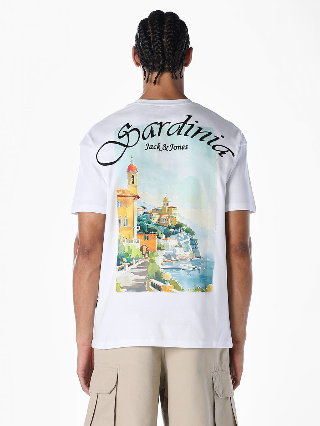 White Printed Boxy Fit T-shirt