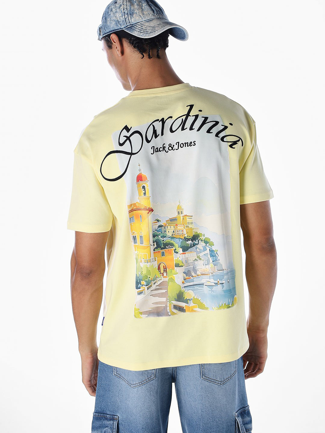 Yellow Printed Boxy Fit T-shirt - M