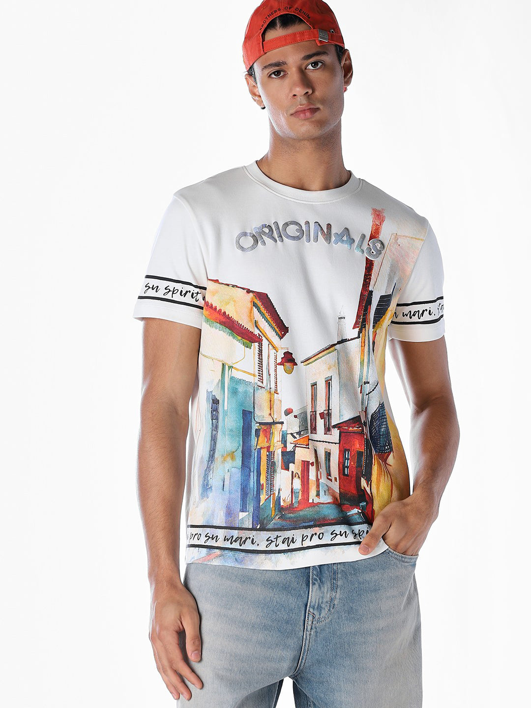 Illustrated Cityscape Print T-shirt - S