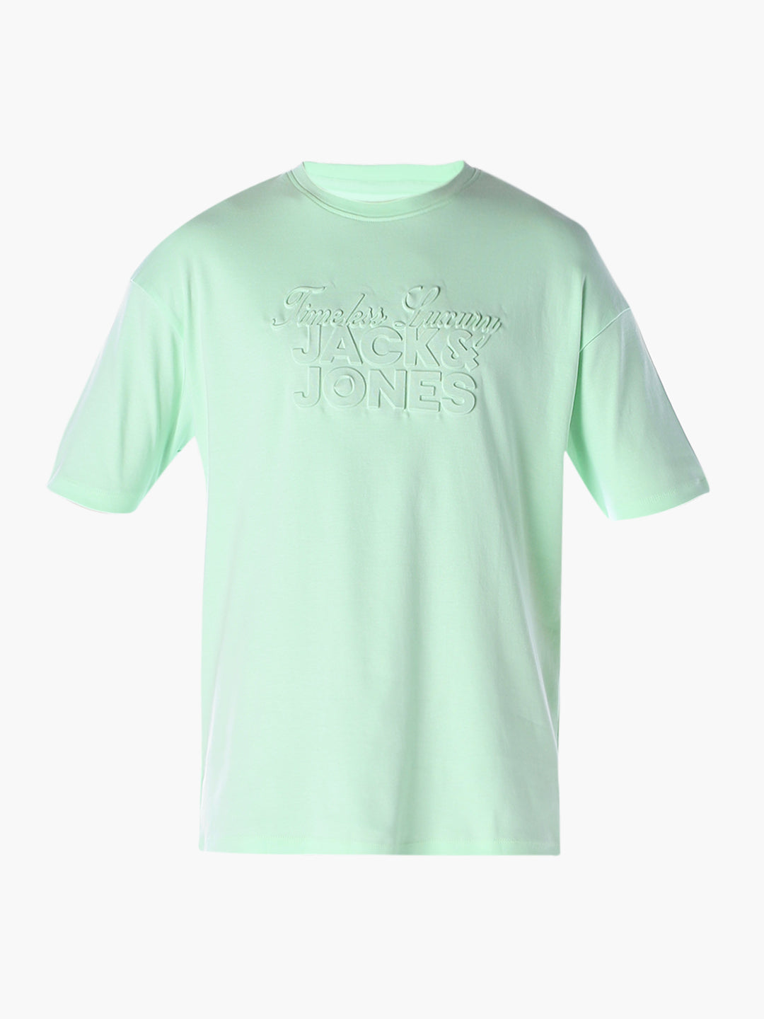 Embossed Text Boxy Fit T-shirt - Pastel Green