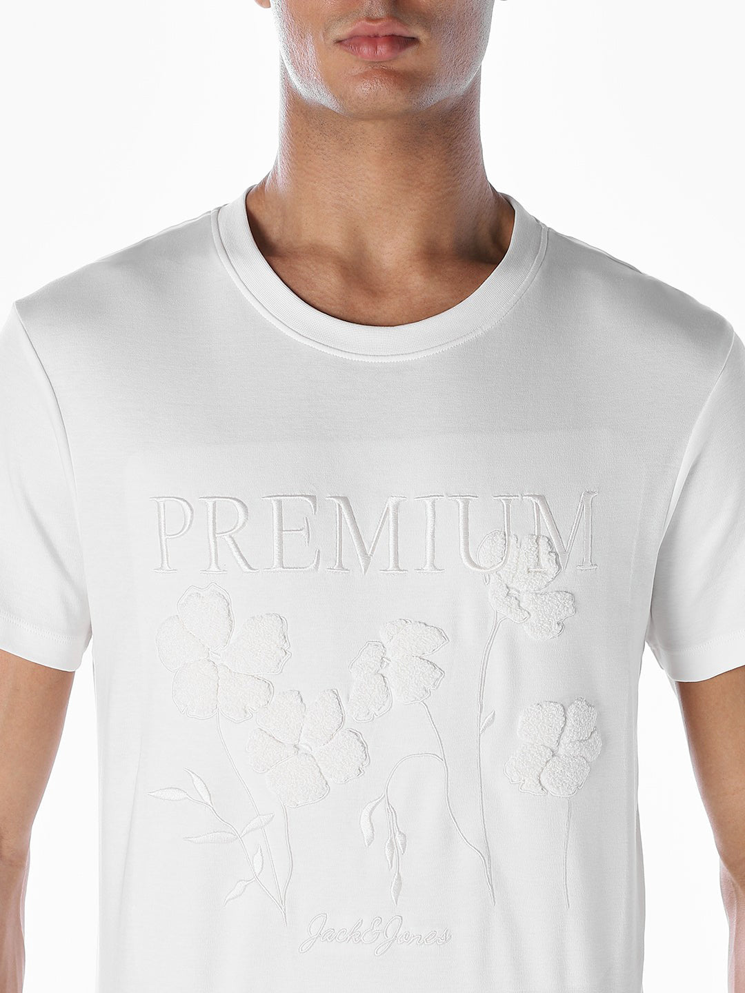 Embroidered Print Cotton T-shirt