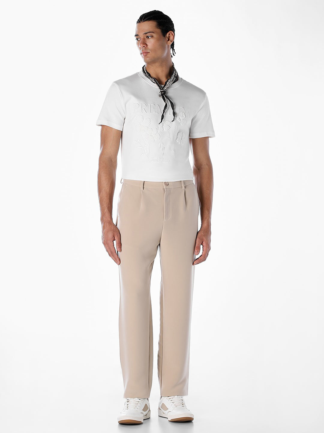 Embroidered Print Cotton T-shirt