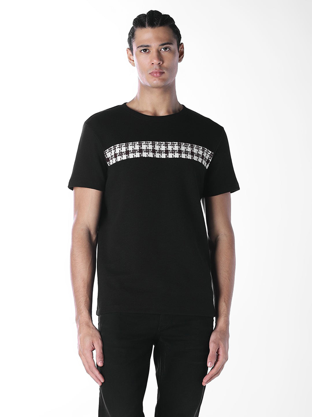 Cut & Sew Cotton Crew Neck T-shirt
