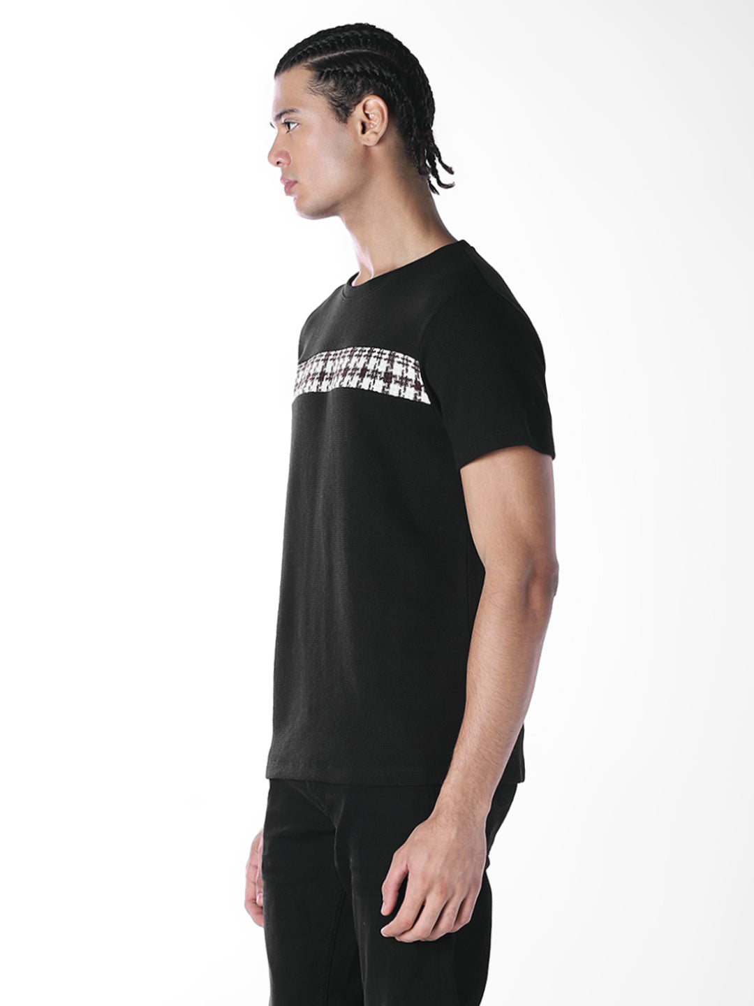 Cut & Sew Cotton Crew Neck T-shirt
