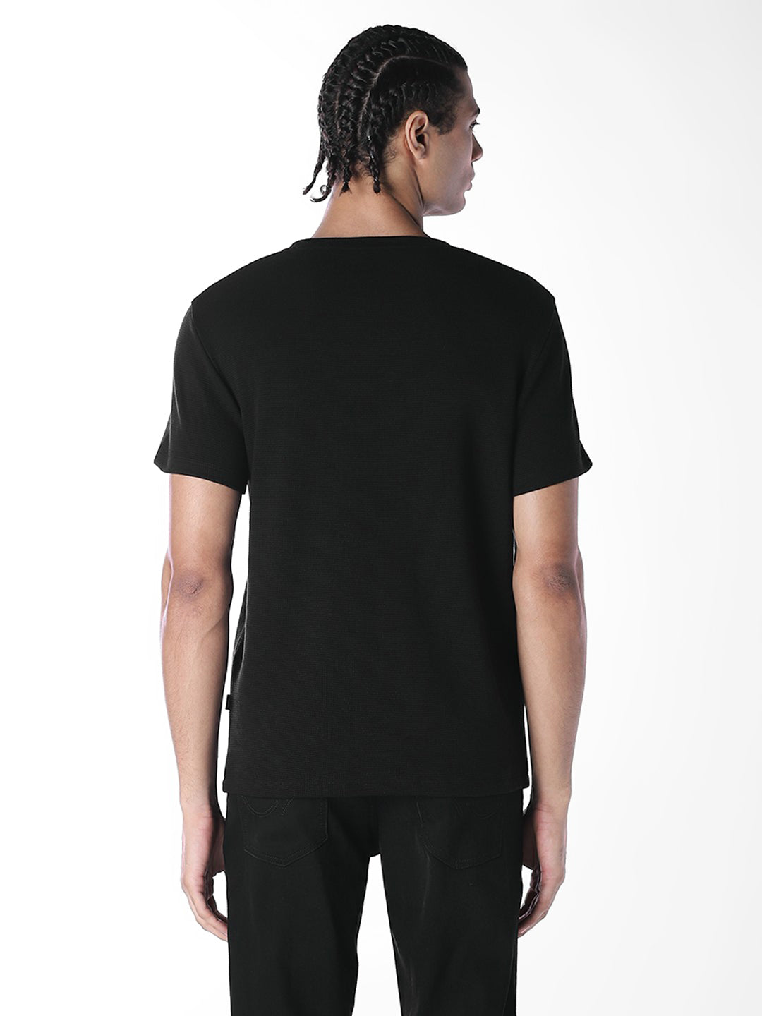 Cut & Sew Cotton Crew Neck T-shirt