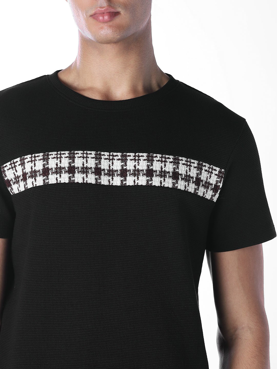 Cut & Sew Cotton Crew Neck T-shirt