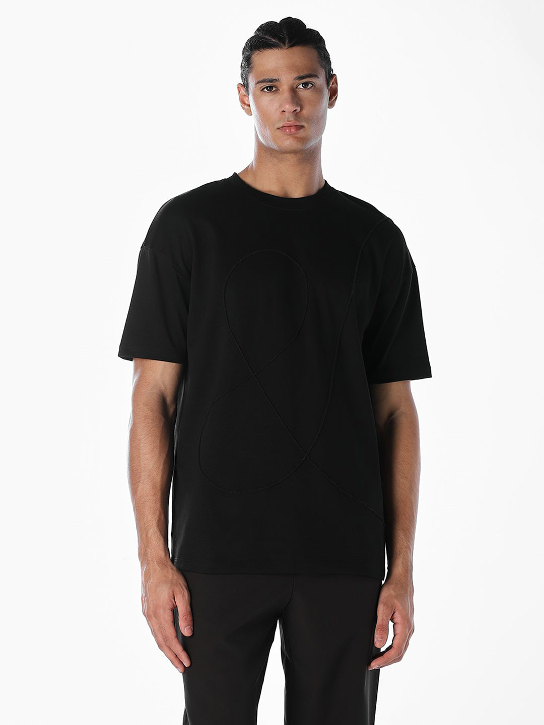 Textured Stitch Detail Oversized T-shirt