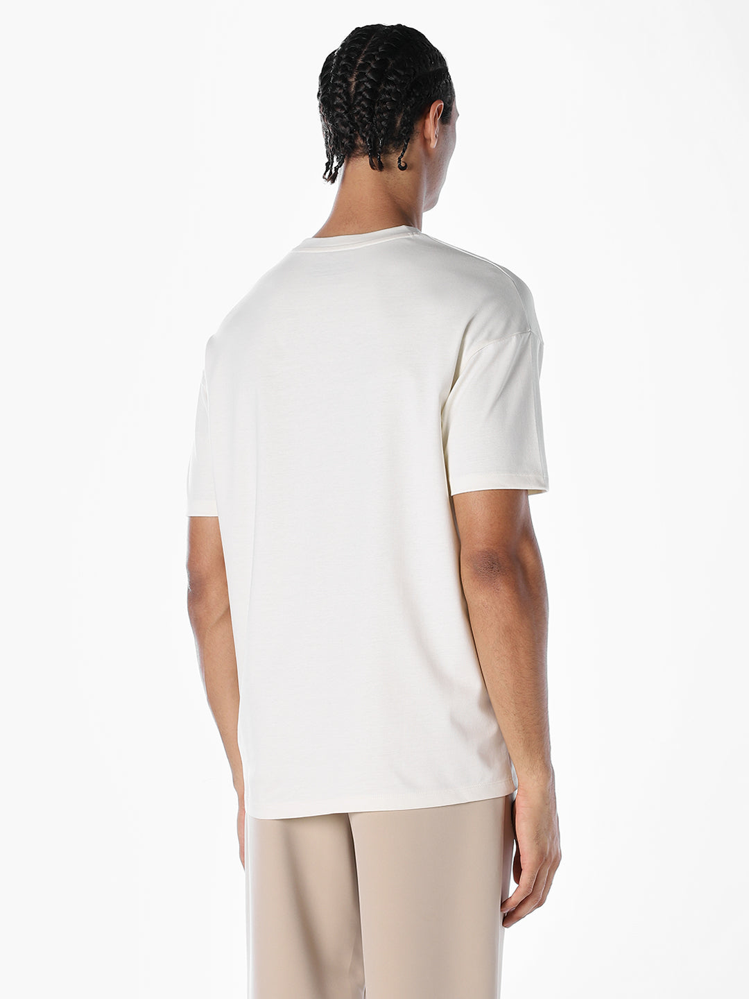 Textured Stitch Detail Oversized T-shirt - White