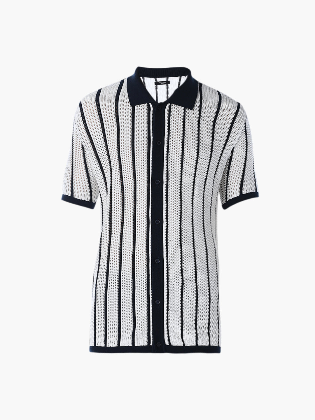 Jacquard Front Open Knit Polo