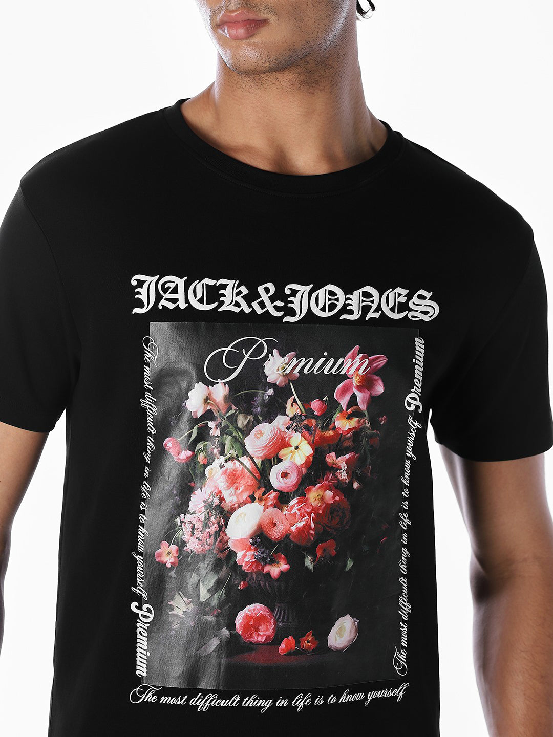 Black Floral Graphic Print T-shirt
