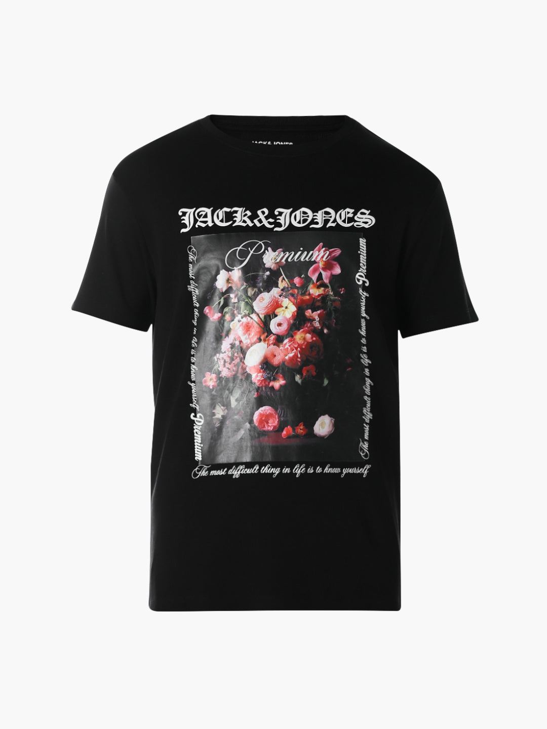 Black Floral Graphic Print T-shirt