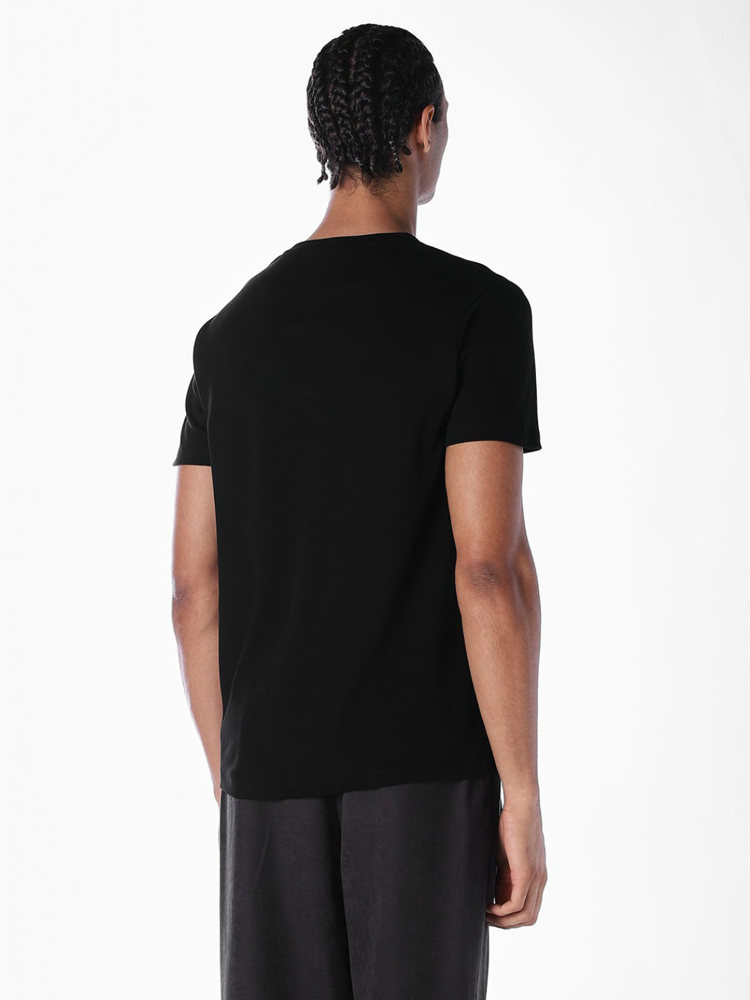 Black Floral Placement Print T-shirt