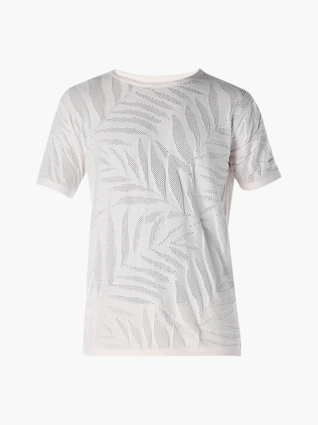 Jacquard Crew Neck Cotton T-shirt - White