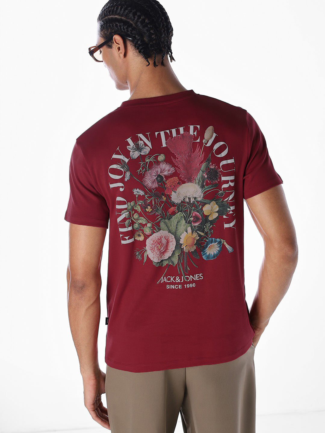 Dark Red Logo Print T-shirt - S