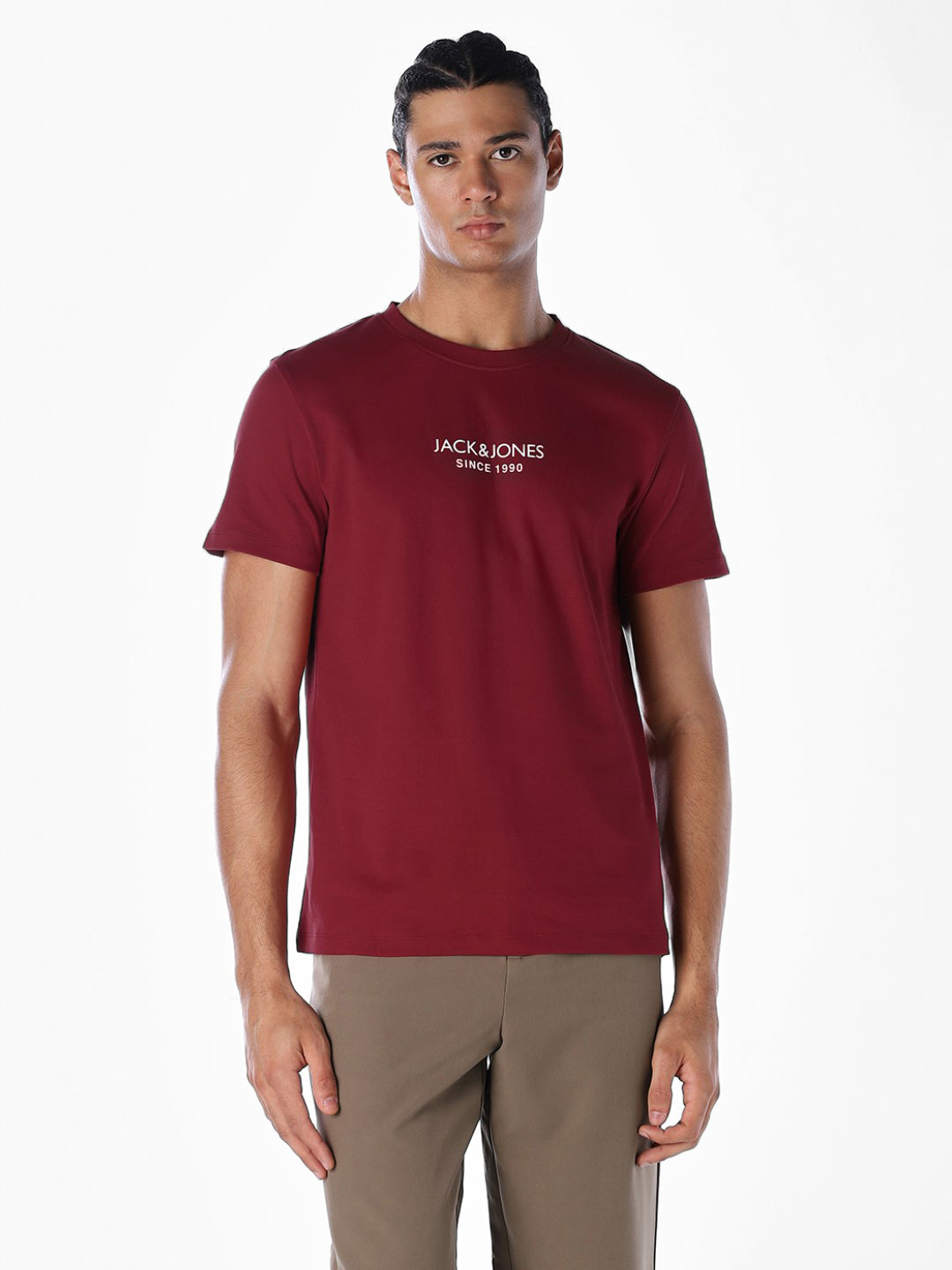 Dark Red Logo Print T-shirt